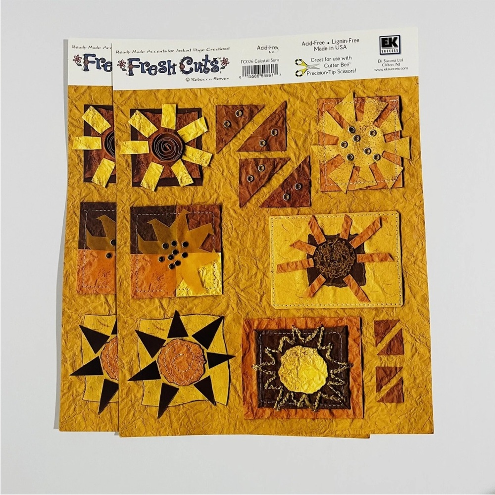 Lot Of 3-Fresh Cuts Accents Celestial Suns Rebecca Sower Scrapbooking Paper